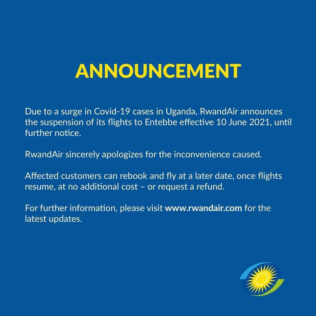 RwandaAir suspends flights to Entebe